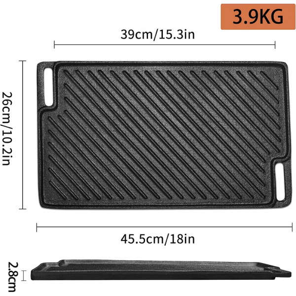 Cast Iron Double Sided Griddle Pan - Image 4