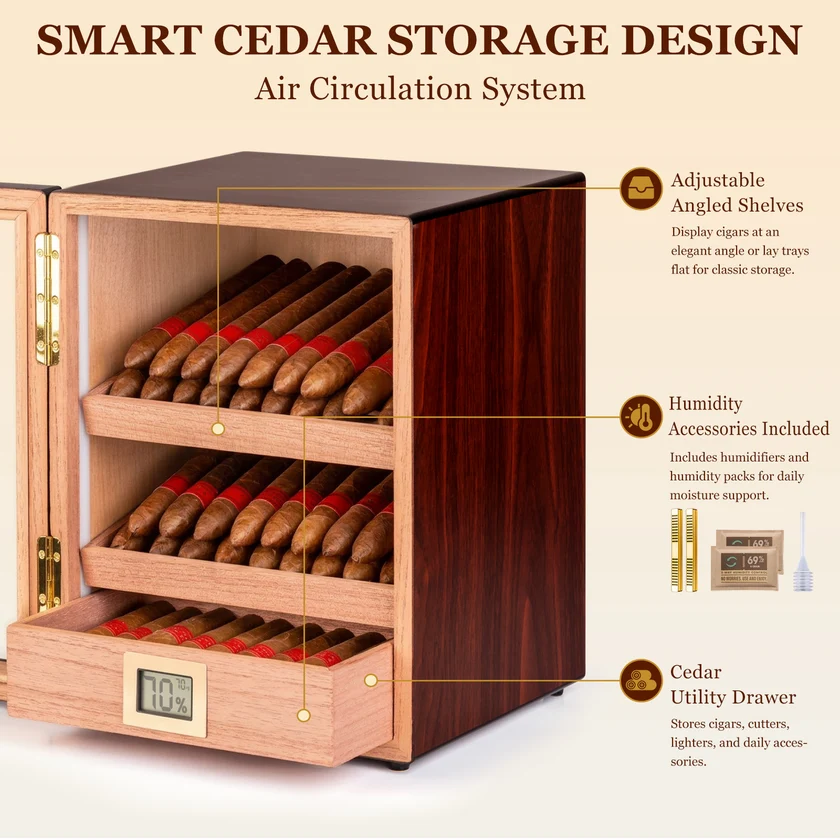 Desk Top 80-100 Cigar Humidor - Image 2